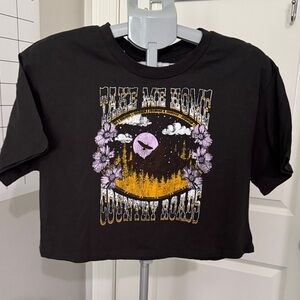 Country Roads Graphic Dark Gray Crop Top